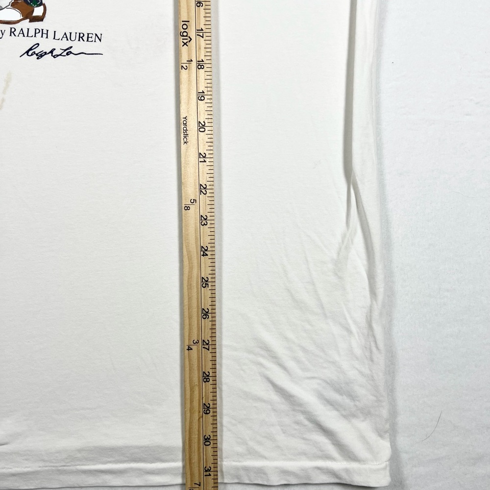 Polo Ralph Lauren Football Bear Long Sleeve White T-Shirt Mens Size XXL - Picture 7 of 10